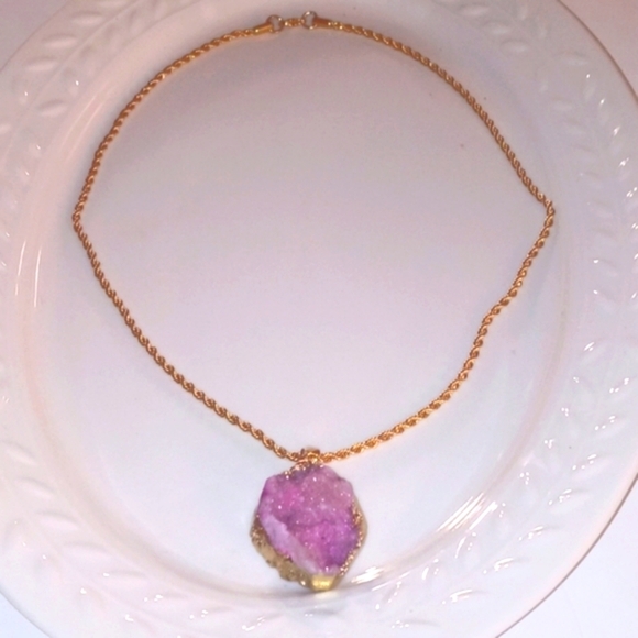 Necklace pink stone earring Set - Picture 6 of 7